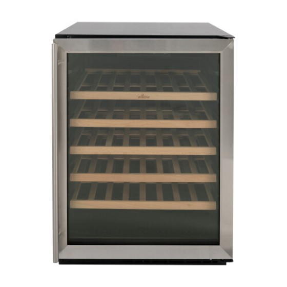 Willow 142L Under-Counter Wine Cooler - 52 Bottle Capacity, Stainless Steel, Single Zone, Digital Touch Display, Audible Alarm, Quiet 39dBA